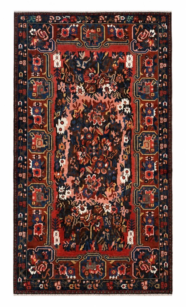 Semi-antique Bakhtiari rug, 5' x 8'3". Persian. Stock T-1768.